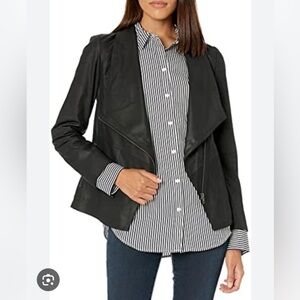 BB Dakota Leather Asymmetrical Zip Jacket (Eastside Zip Front Jacket)